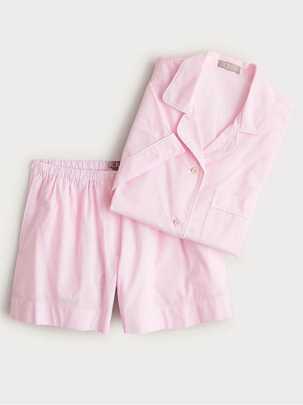 J. Crew Cotton Pajama Short Set in Light Pink